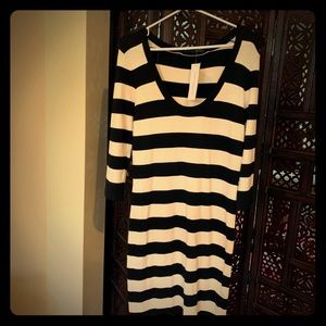 French Connection Black and Cream Stripe dress new